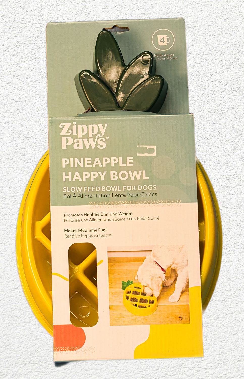 ZippyPaws Happy Bowl Slow Feeder Pineapple (Yellow)