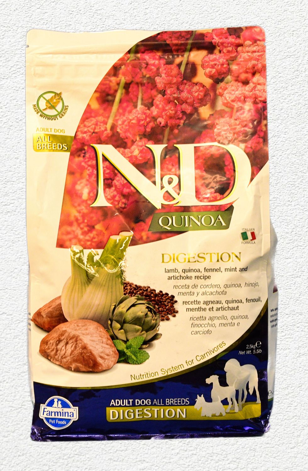 Farmina Quinoa Digestion Lamb, Quinoa, Fennel, Mint & Artichoke Recipe Adult All Breeds Dry Dog Food - 5.5 lbs