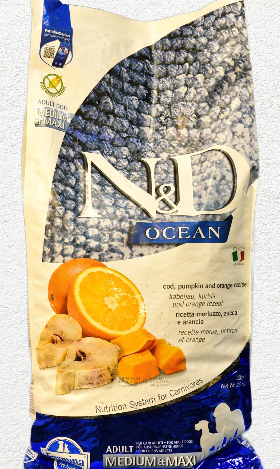 Farmina Ocean Cod, Pumpkin & Orange Recipe Adult Medium/Maxi Dry Dog Food - 26.4 lbs Farmina Ocean Cod, Pumpkin & Orange Recipe Adult Medium/Maxi Dry Dog Food - 26.4 lbs