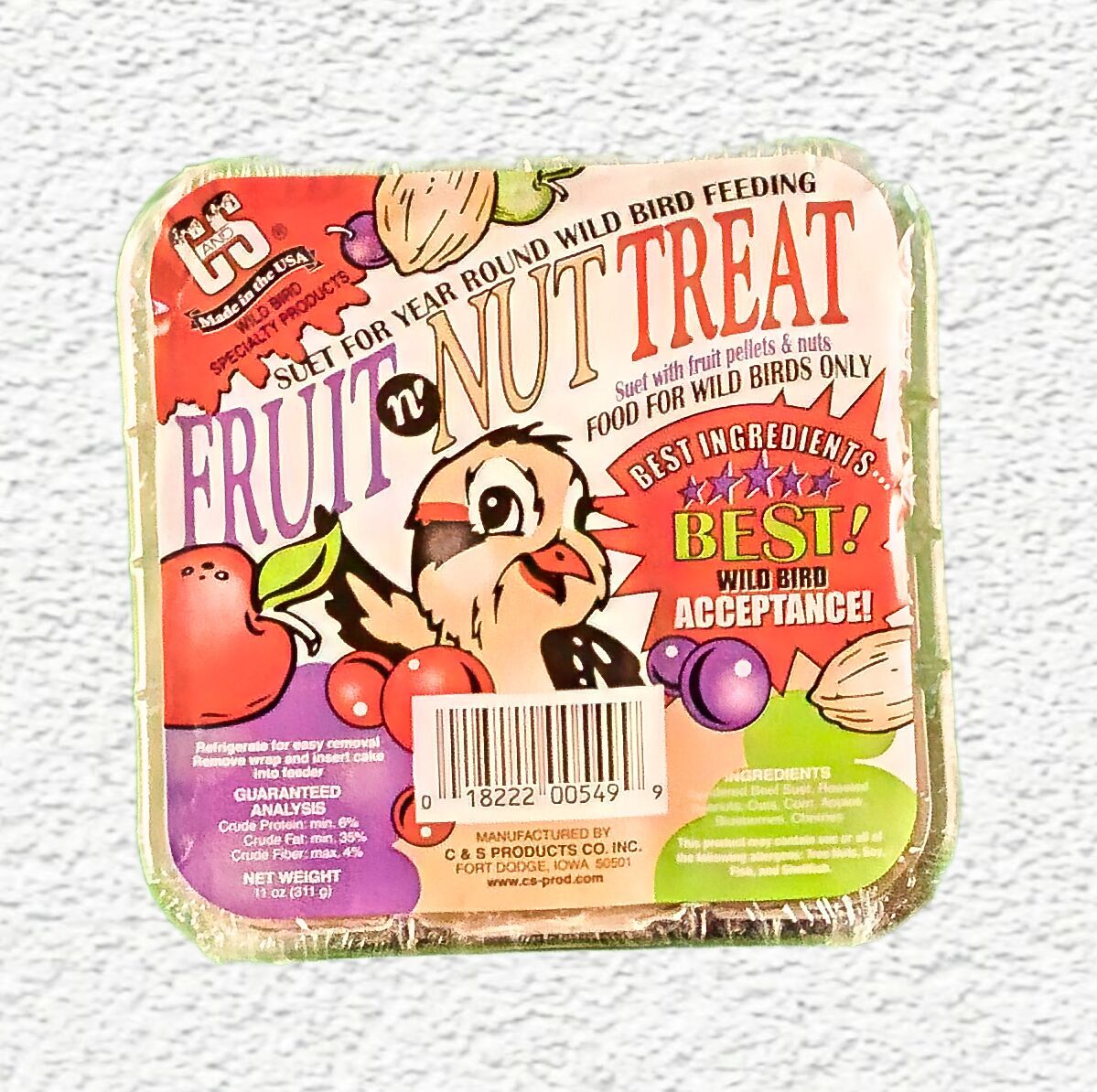 C&S Fruit 'N Nut Treat Suet Cake, 11.75 oz.