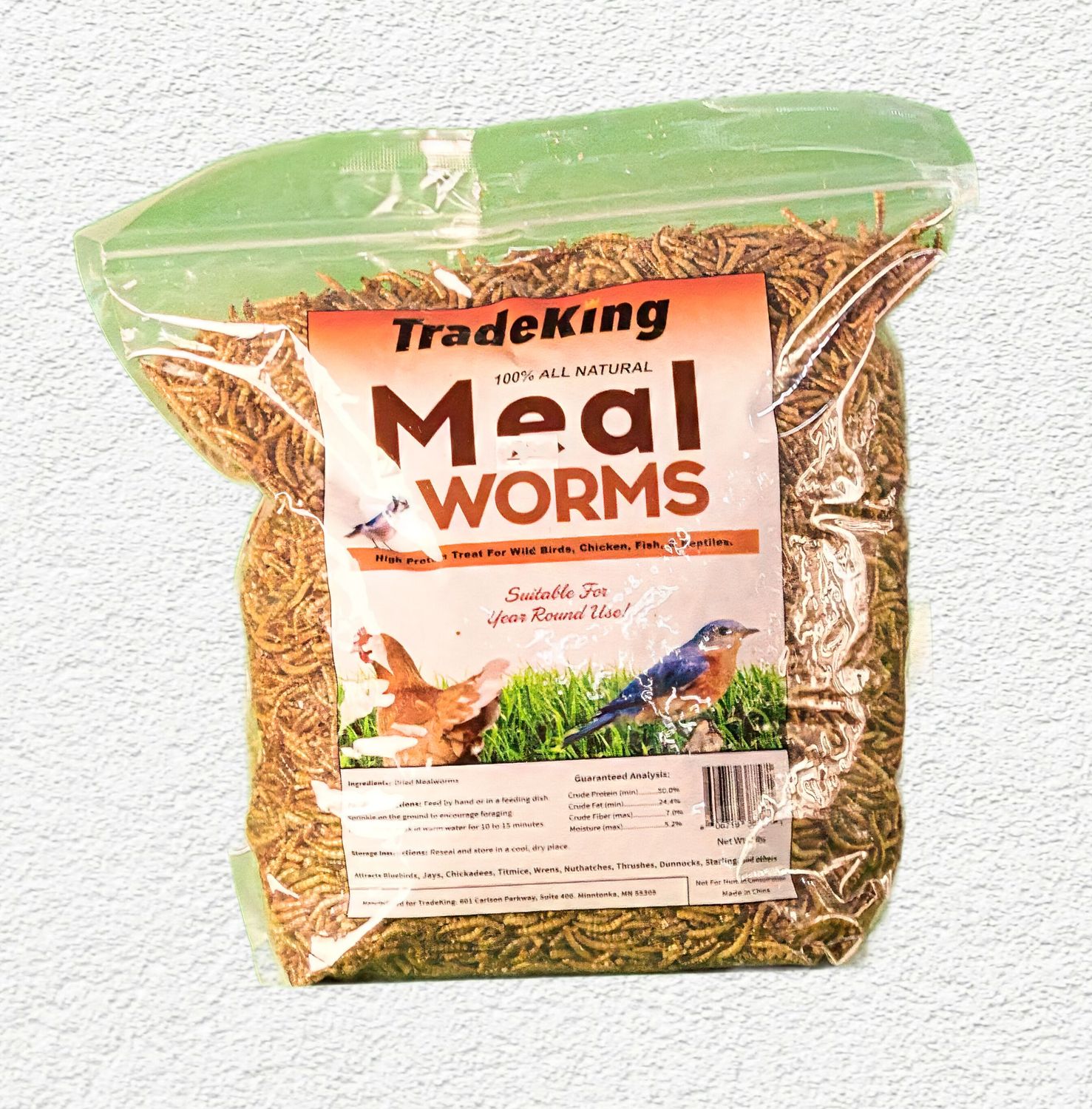 TradeKing 2 lb Dried Mealworms - High Protein Treat for Wild Birds and Poultry