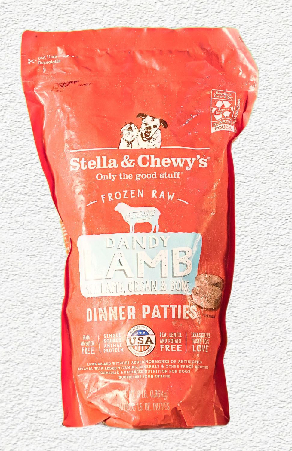 Stella & Chewy's Raw Frozen Dandy Lamb Dinner Patties for Dogs, 3 lb