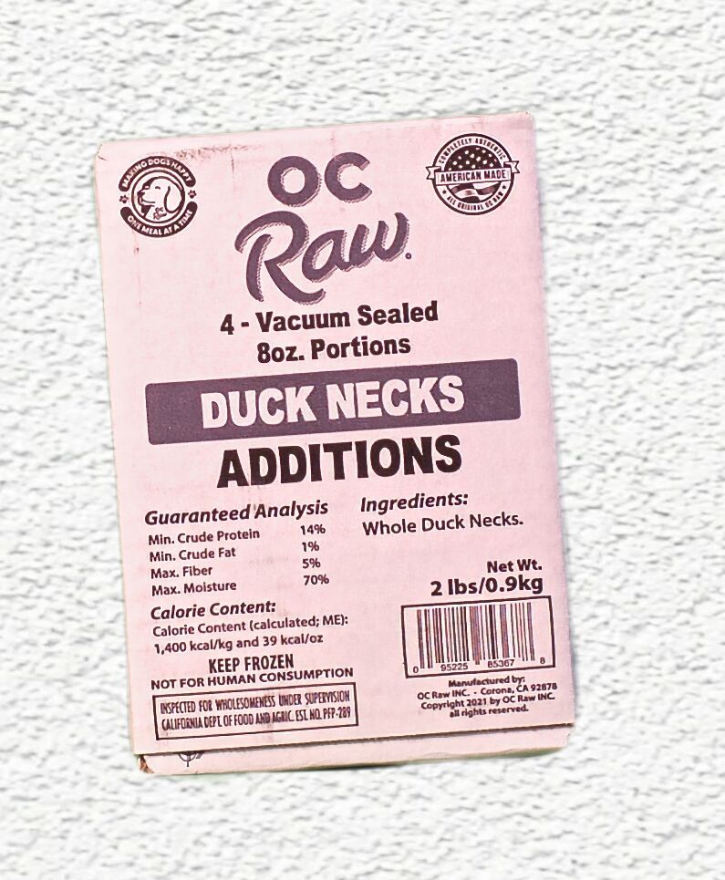 OC Raw Frozen Duck Necks, 2 lb
