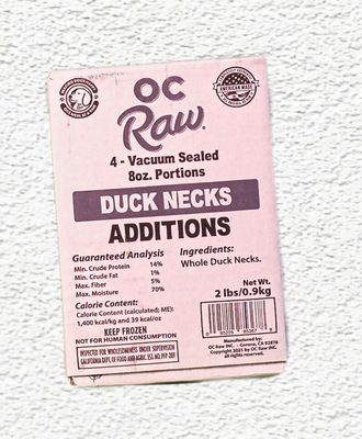 OC Raw Frozen Duck Necks, 2 lb