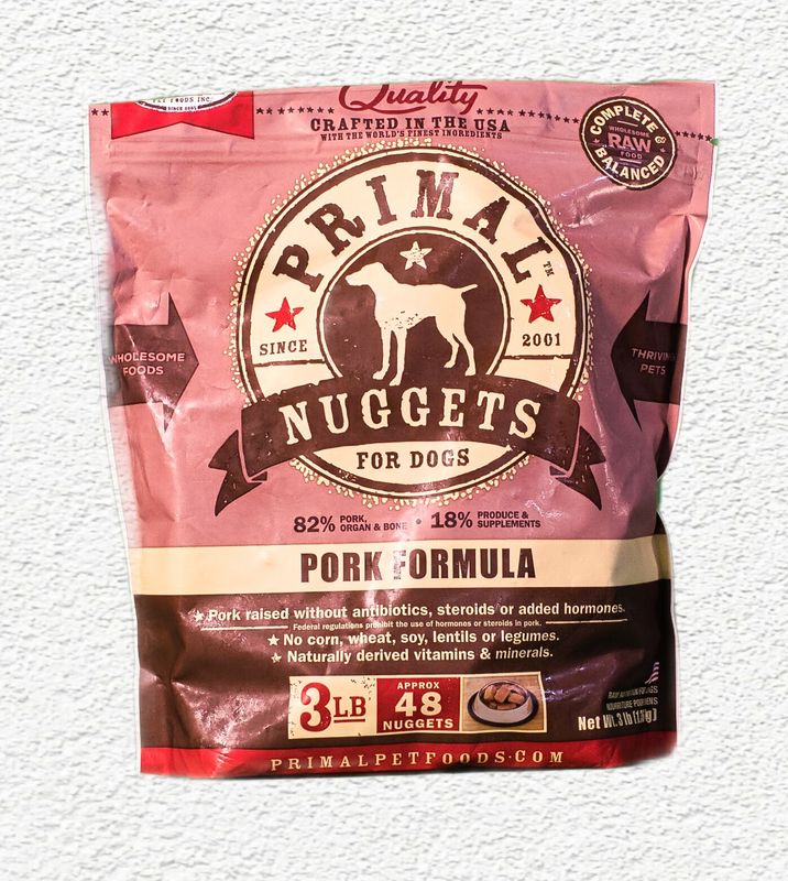 Primal Dog Raw Frozen Pork Nuggets, 3 lb