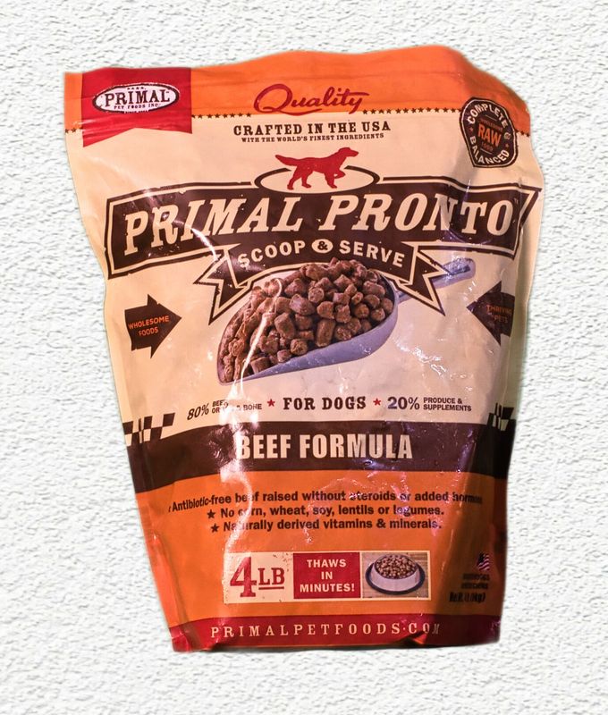 Primal Pronto Raw Frozen Canine Beef Formula Dog Food, 4 lb