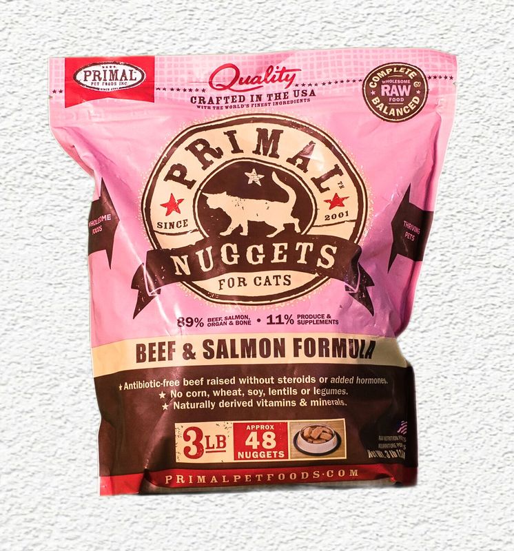 Primal Feline Raw Frozen Beef & Salmon Nuggets, 3 lb