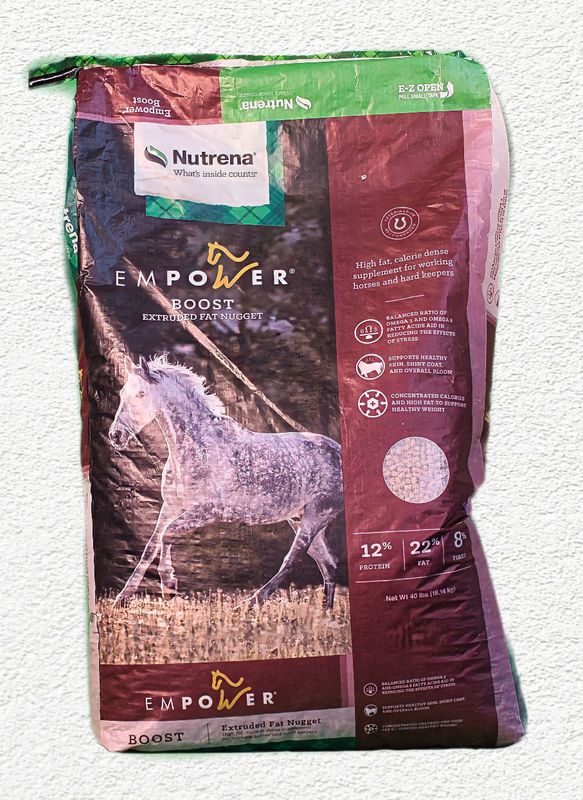 Nutrena Empower Boost High-Fat Rice Bran Horse Feed Supplement, 40 lbs