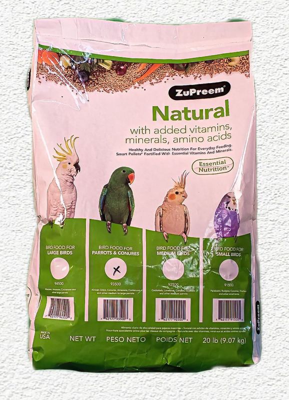 ZuPreem Natural Medium/Large Bird Food, 20 lb