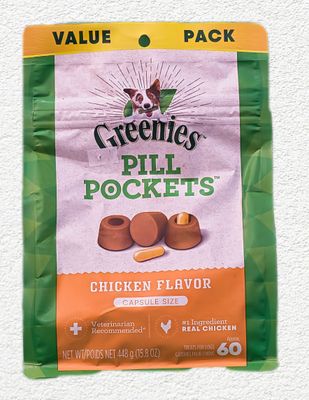 GREENIES Pill Pockets Dog Treats, Chicken Flavor, Capsule Size, 15.8 oz