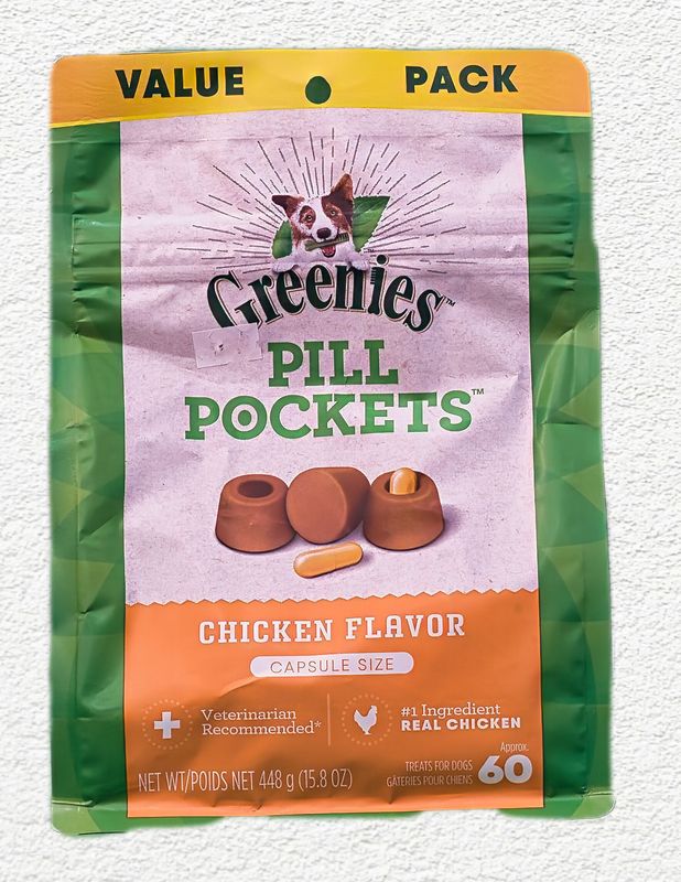 GREENIES Pill Pockets Dog Treats, Chicken Flavor, Capsule Size, 15.8 oz