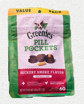 GREENIES Pill Pockets Dog Treats, Hickory Smoke Flavor, Capsule Size, 15.8 oz