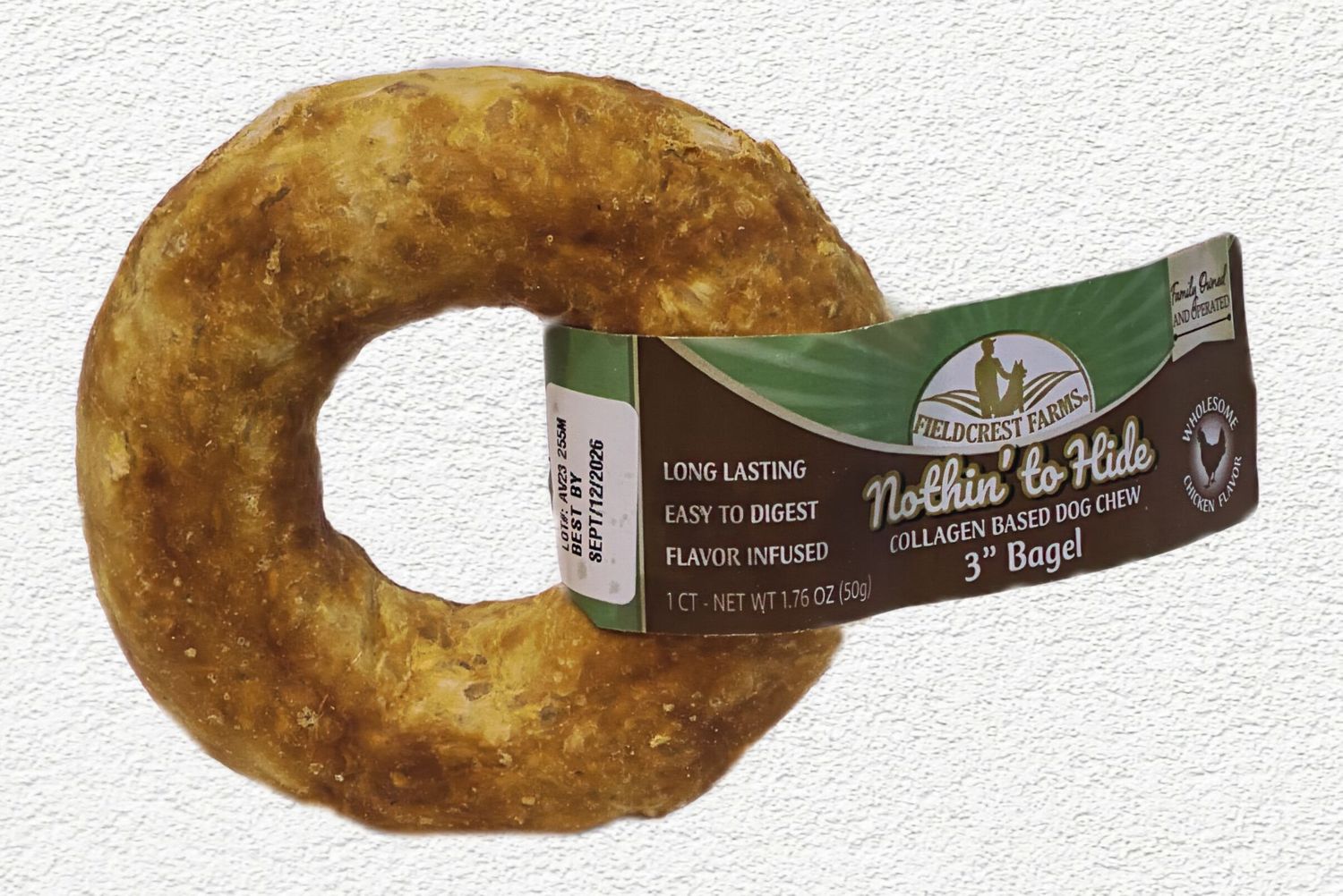 Fieldcrest Farms Nothin' to Hide 3" Bagel Chicken Flavored Dog Chew, 1.76 oz