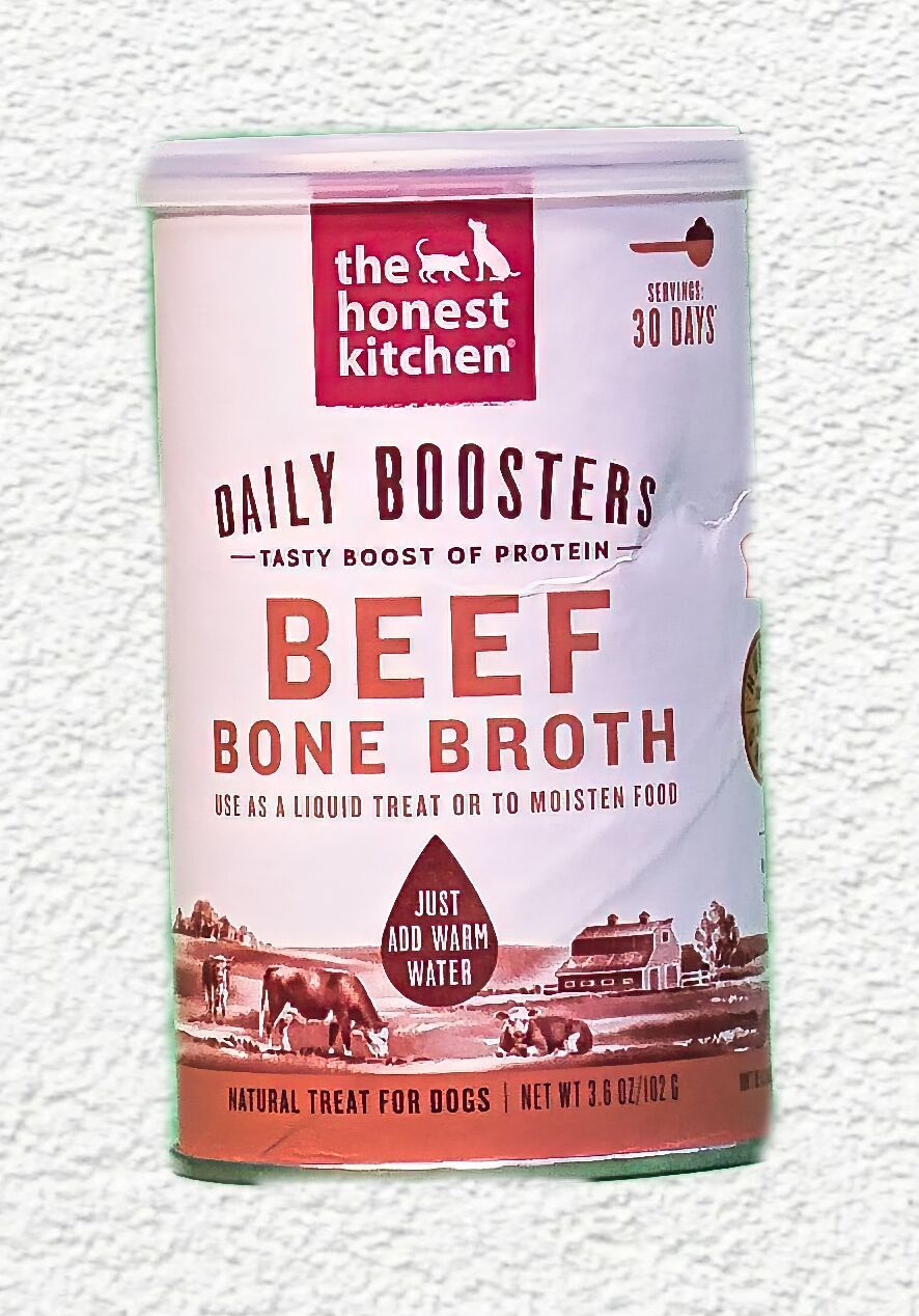 Honest Kitchen Dog Topper Daily Boosters Instant Bone Broth Beef & Tumeric 3.6 oz