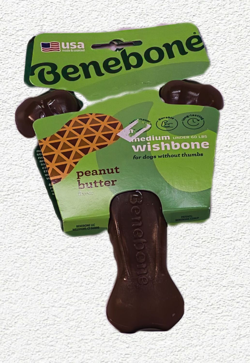 Benebone Real Peanut Butter Flavor Wishbone Chew Toy (Medium)