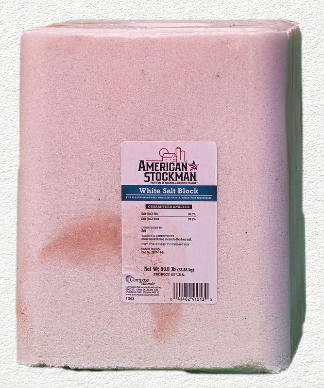 American Stockman Plain White Salt Block, 50 lbs