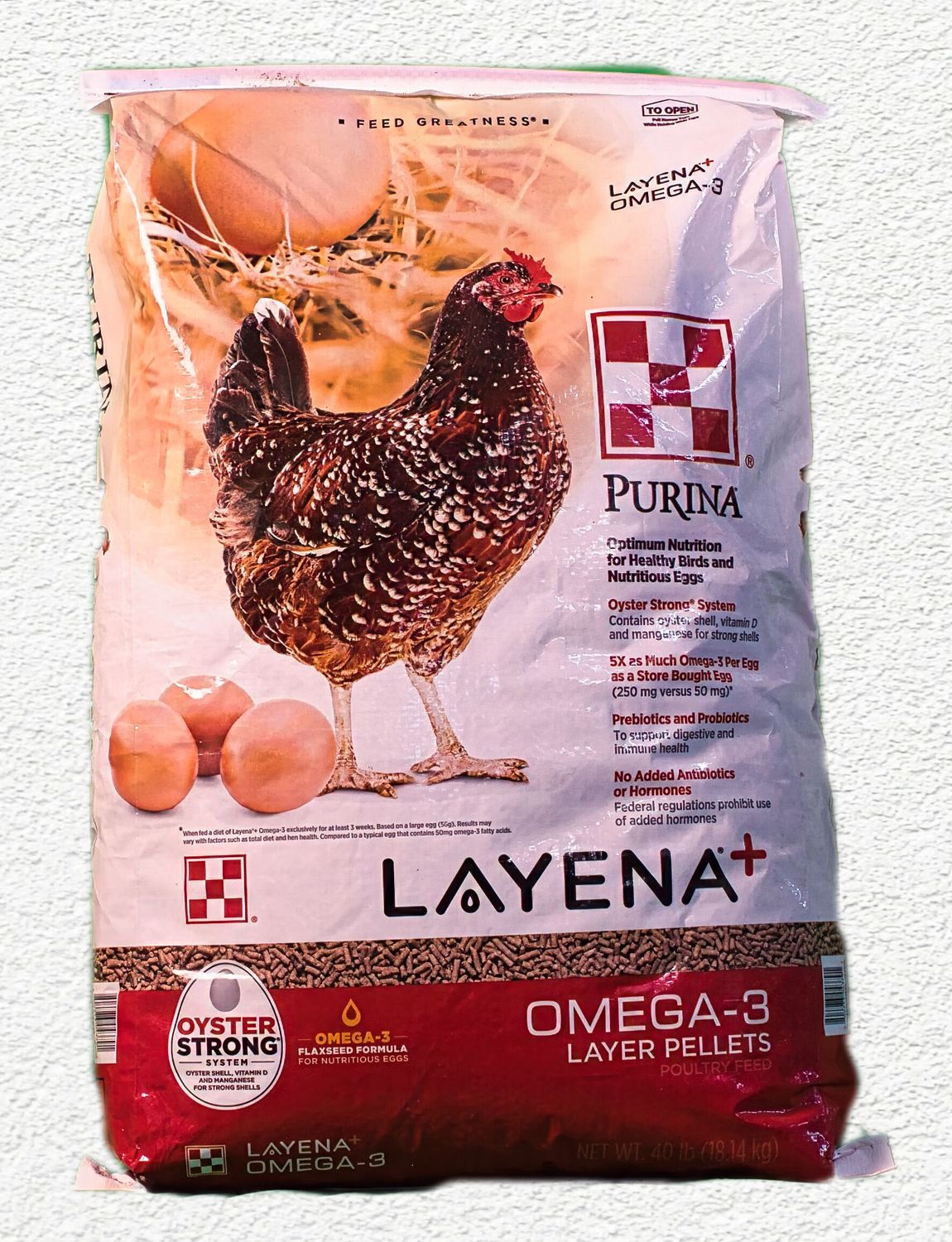 Purina Layena Plus Omega-3 Premium Poultry Feed, 40lb