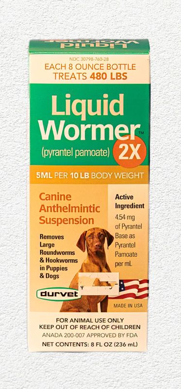 Durvet Liquid Wormer 2X for Dogs - 8 oz