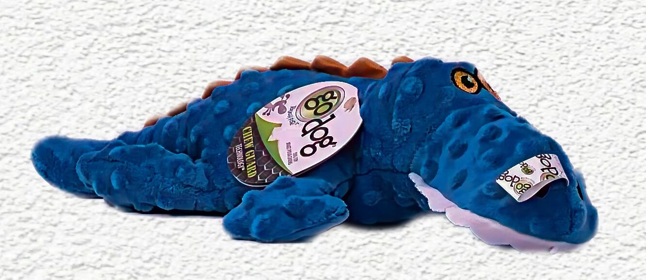 goDog Gator Squeaky Plush Dog Toy (Large, Blue)