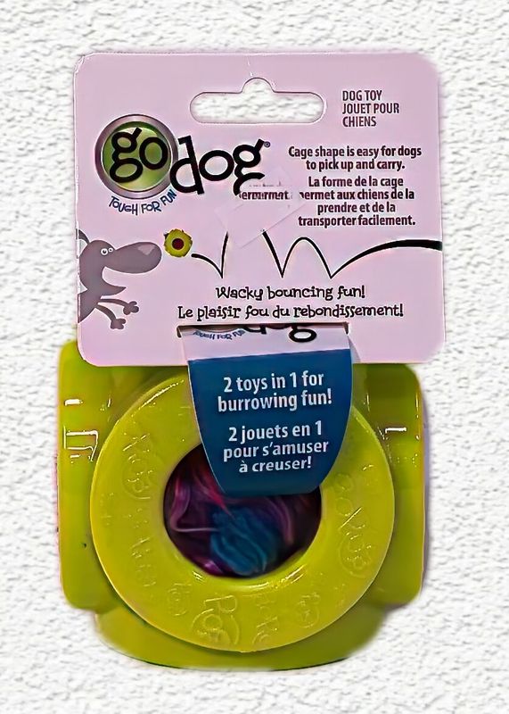 goDog Cage Ball 2-in-1 Burrow Bouncer Dog Toy