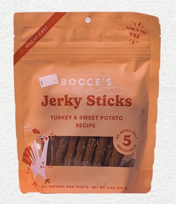 Bocce's Bakery Grazers Jerky Sticks Dog Treats – Turkey & Sweet Potato, 4 oz