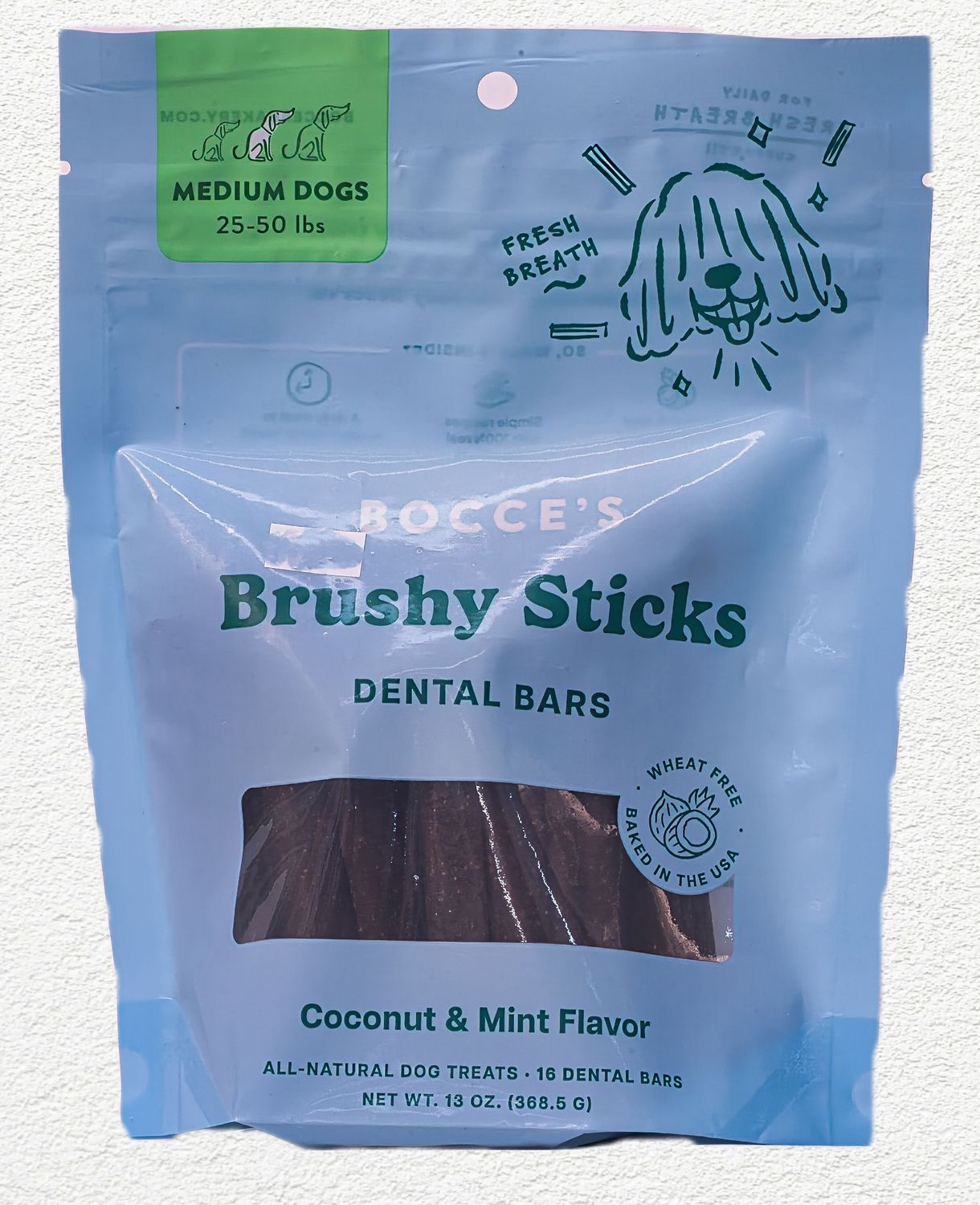 Bocce's Bakery Brushy Sticks Dental Dog Treats with Coconut & Peppermint - 13 oz