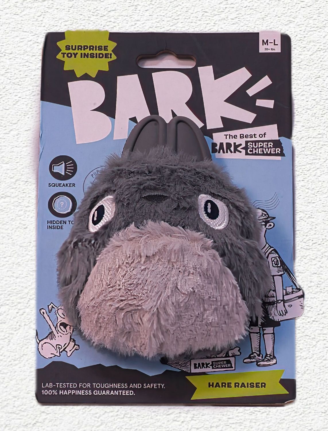 BARK Hare Raiser Rabbit Rubber Super Chewer Dog Toy Grey Med