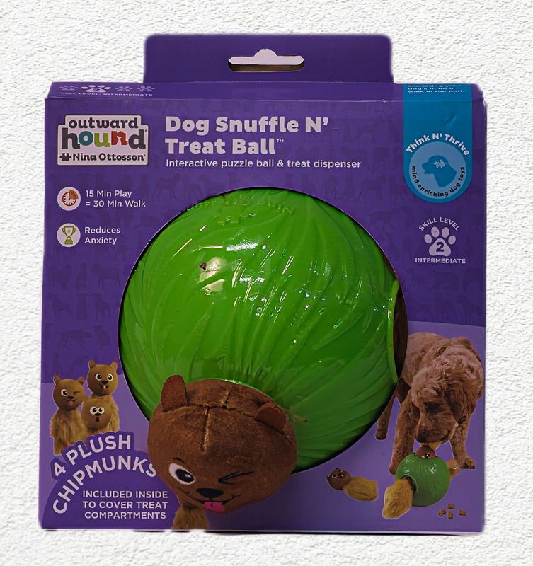 Snuffle N' Treat Ball TNT Dog Puzzle Toy Green