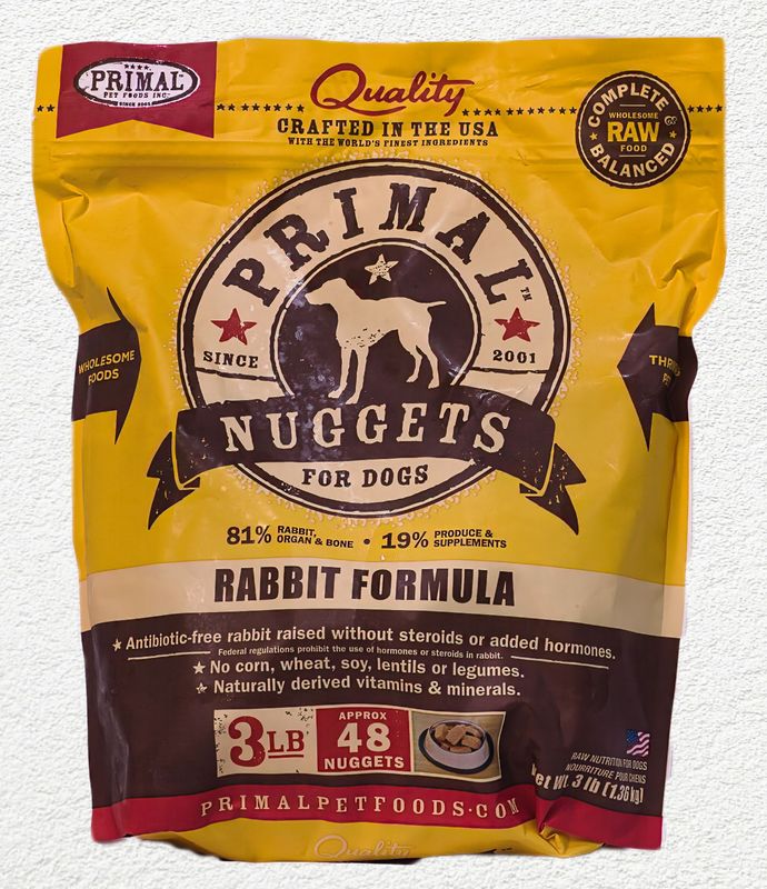 Primal Raw Frozen Rabbit Nuggets for Dogs  3lb