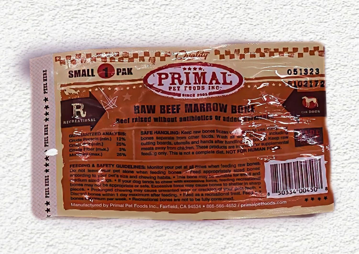 Primal Raw Frozen Beef Marrow Bone – Small