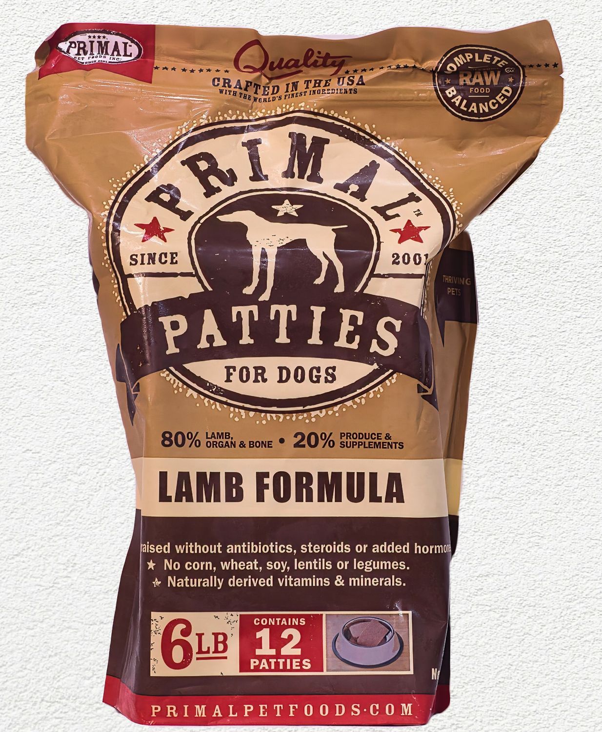 Primal Dog Frozen Lamb Formula Patties 6 - lb