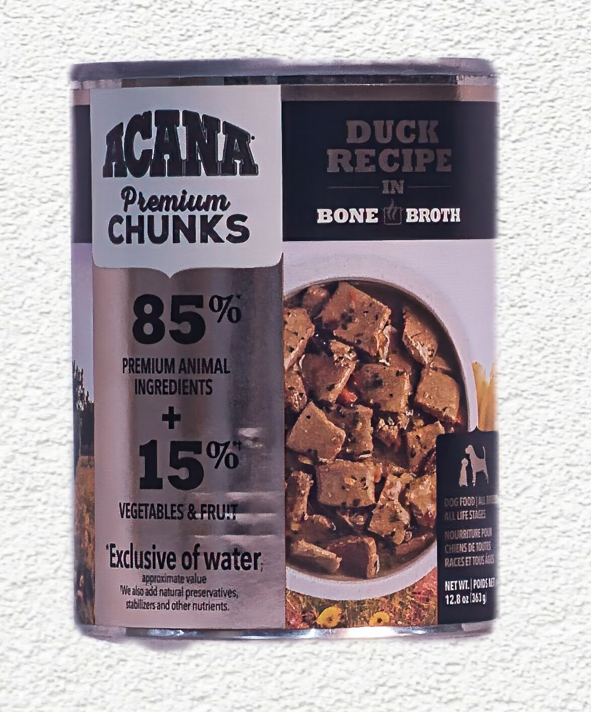 ACANA Premium Chunks Duck Recipe in Bone Broth Wet Dog Food, 12.8 oz Can ACANA Premium Chunks Duck Recipe in Bone Broth Wet Dog Food, 12.8 oz Can