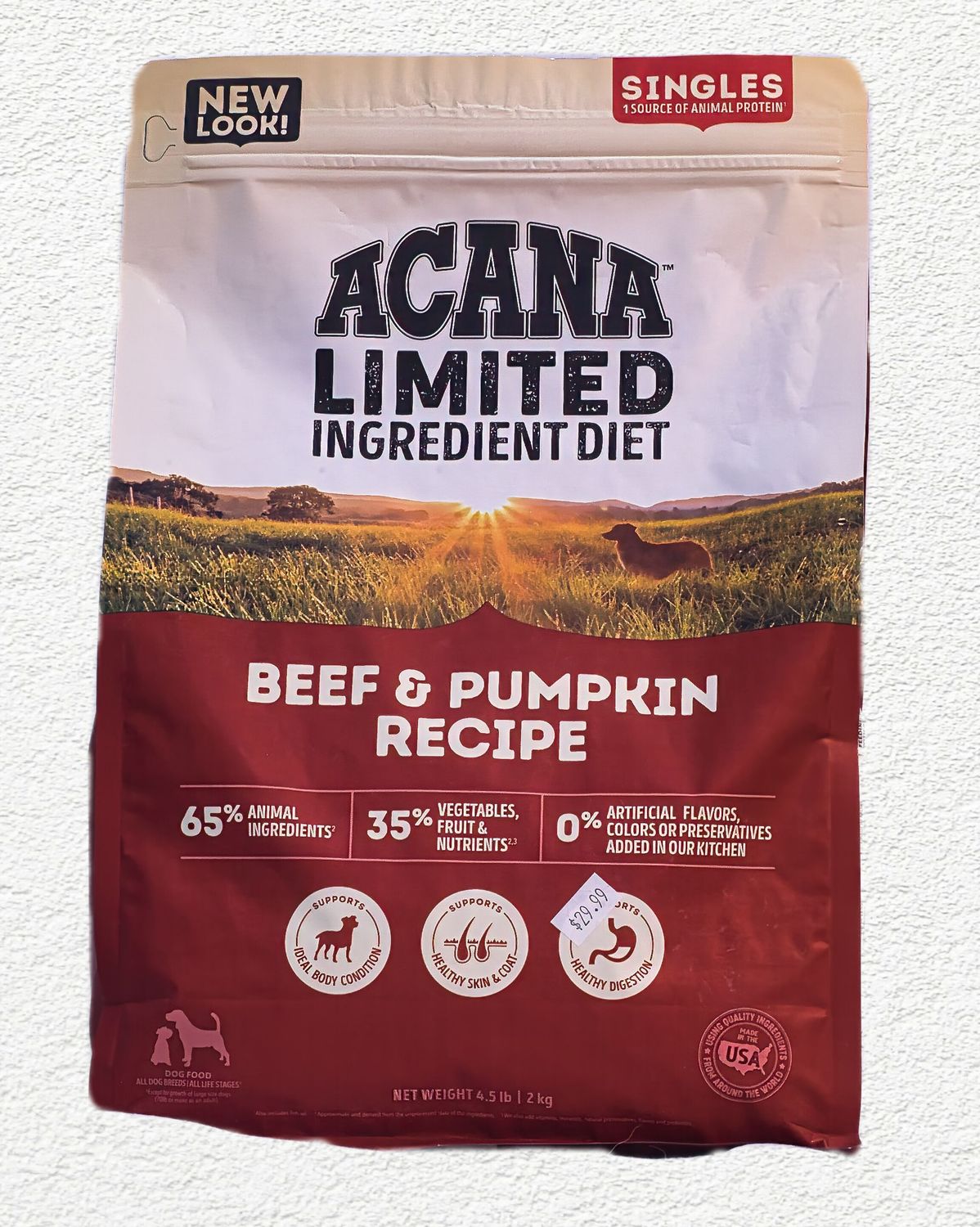 ACANA Singles Limited Ingredient Dry Dog Food, Beef & Pumpkin Recipe, 4.5 lb Bag