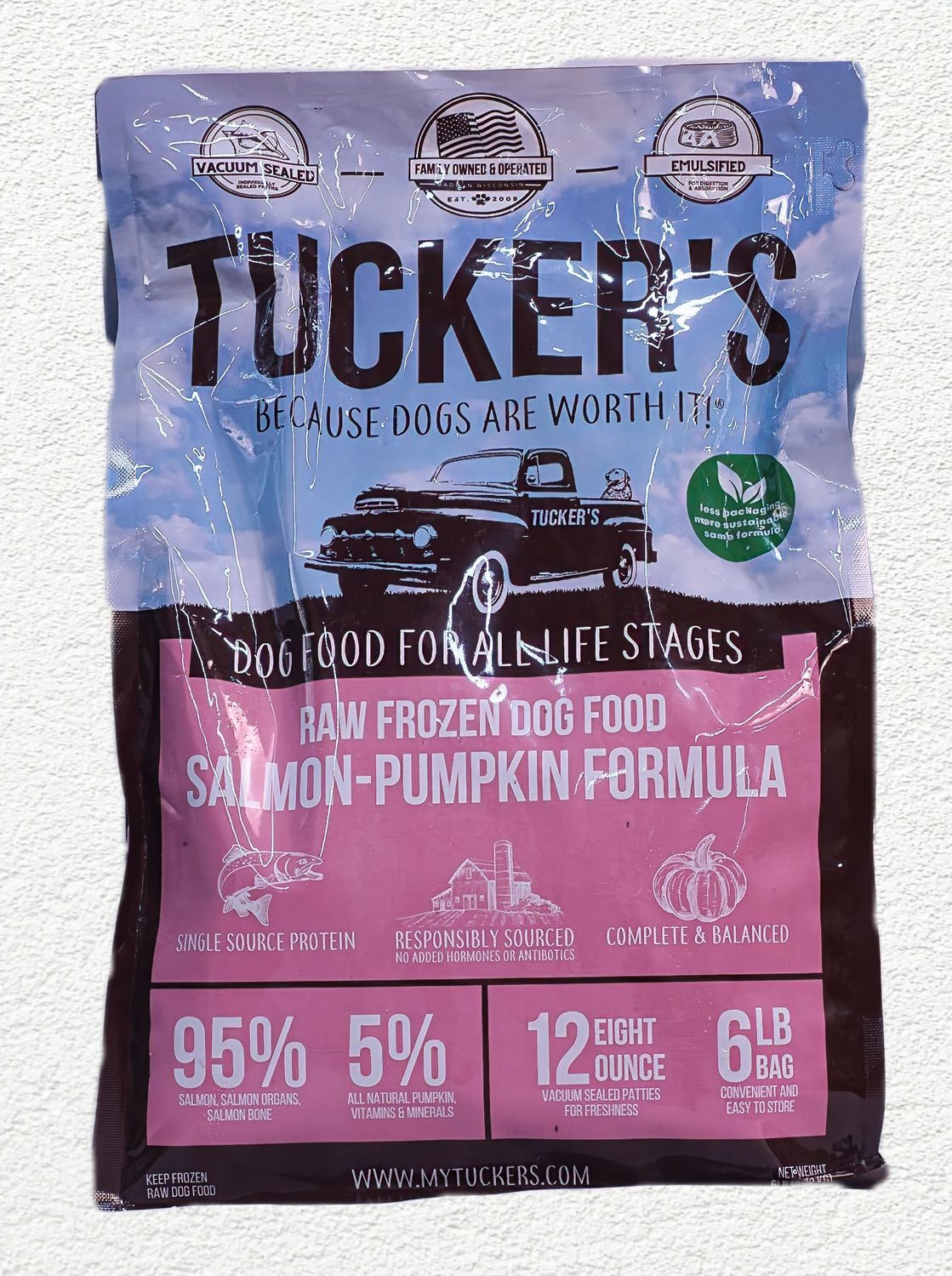 Tucker's Raw Frozen Salmon & Pumpkin Formula Dog Food, 6 lb Bag