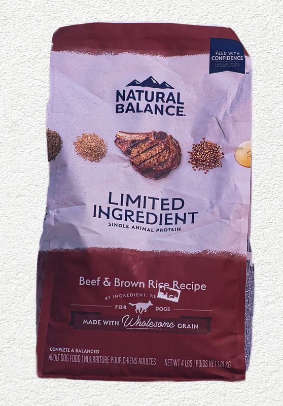 Natural Balance Limited Ingredient Adult Dry Dog Food with Healthy Grains, Beef & Brown Rice Recipe – 4 lb Bag