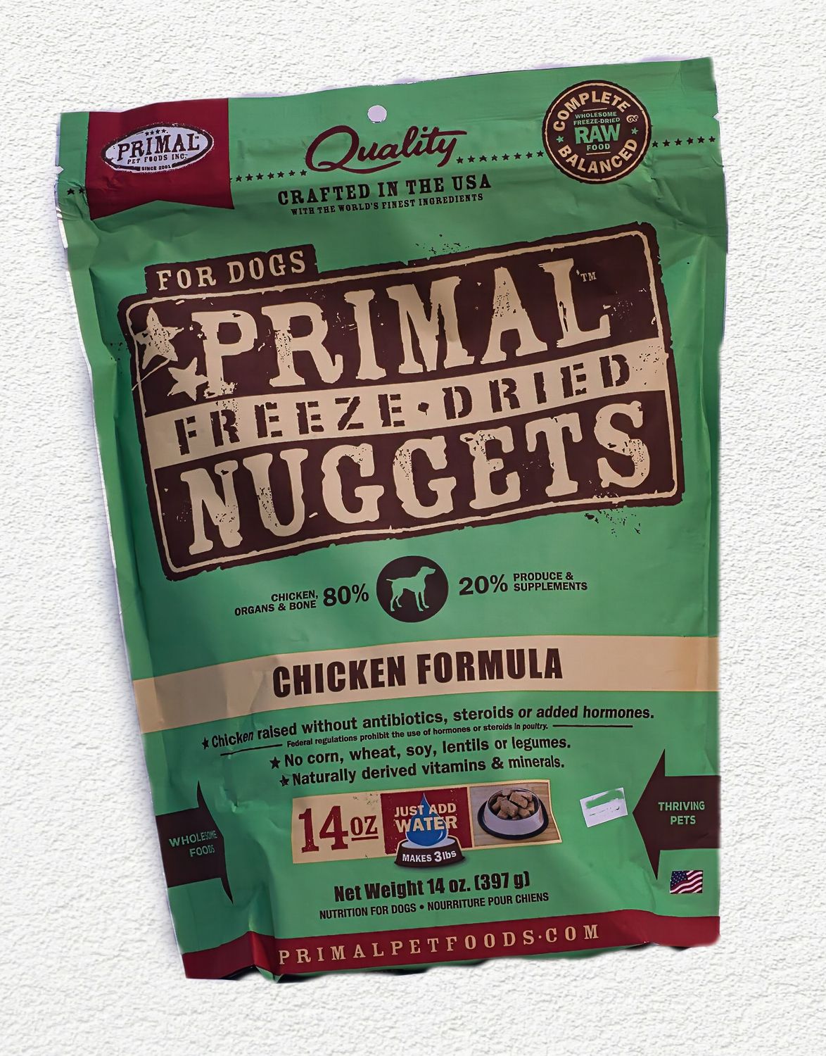 Primal Pet Foods Freeze-Dried Chicken Formula Nuggets for Dogs – 14 oz