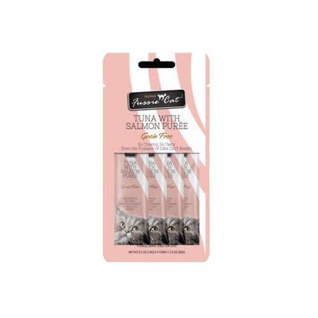 Fussie Cat Tuna with Salmon Purée – 4 × 0.5 oz Pouches