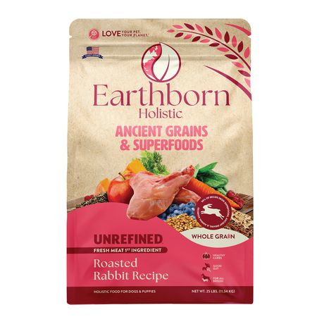 Earthborn Holistic Unrefined Rabbit with Ancient Grains & Superfoods Dog 25 lb
