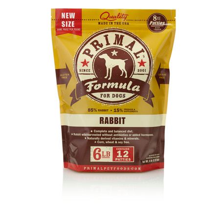 PRIMAL DOG FROZEN RAW RABBIT PATTIES 6 - LB