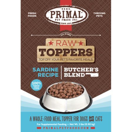 Primal Raw Toppers Butcher’s Blend Sardine Recipe (2 lb Bag)