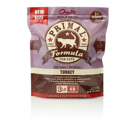 Primal Cat Frozen Raw Turkey Nuggets – 3 lb Bag