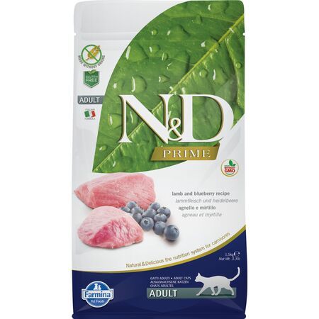 Farmina N&D Prime Lamb & Blueberry Adult Dry Cat Food – 11 lb Bag