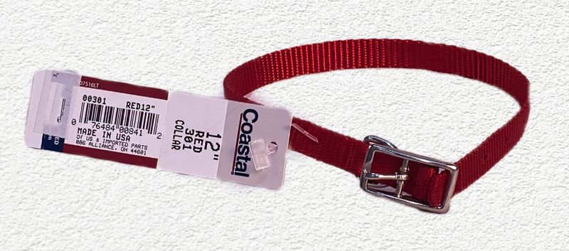COASTAL NYLON DOG COLLAR 3/8" - RED 12