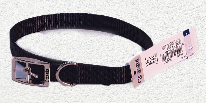 Coastal® Single-Ply Dog Collar, Black, Medium - 5/8" x 16"
