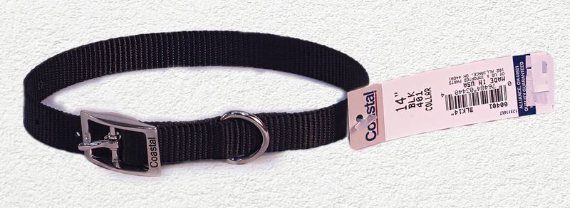 Coastal® Single-Ply Dog Collar, Black, Small - 5/8" x 14"