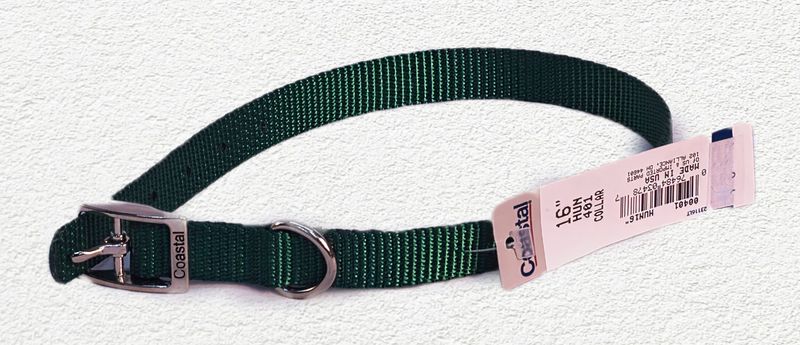 Coastal® Single-Ply Dog Collar, Hunter Green, Medium - 5/8" x 16"