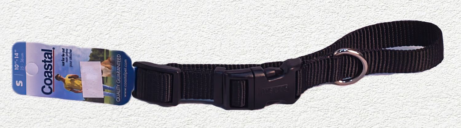 COASTAL NYLON DOG COLLAR PLASTIC BUCKLE 5/8" x 8" - 12" - SMALL BLACK