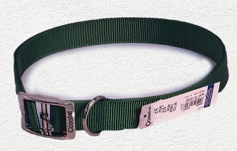 COASTAL NYLON DOG COLLAR DOUBLE PLY 1" x 24" - GREEN