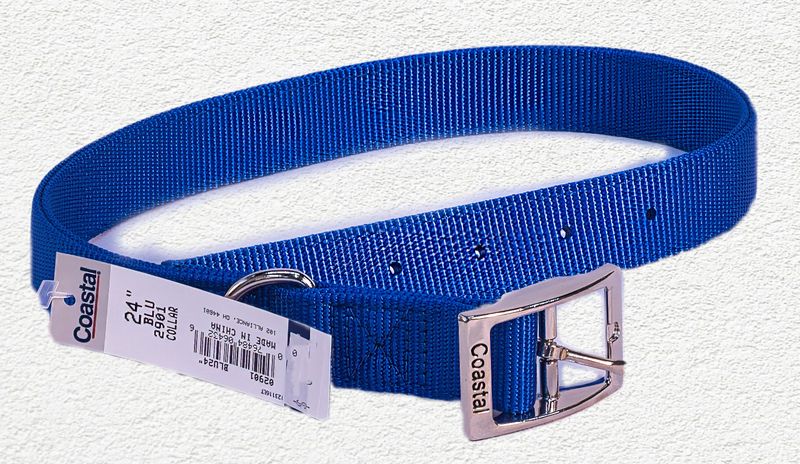 Coastal® Double-Ply Dog Collar, Blue, Large - 1" x 24"
