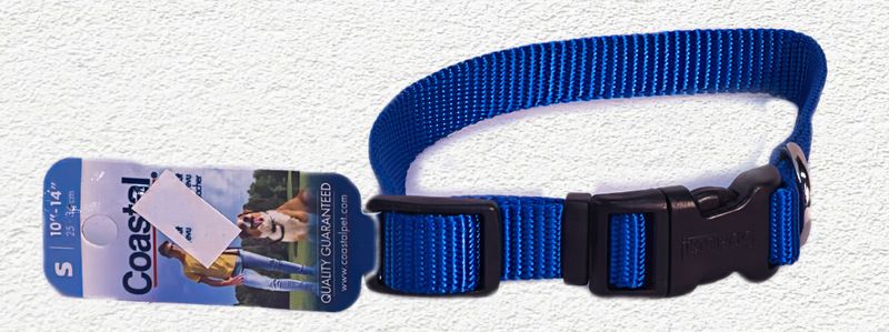 COASTAL NYLON DOG COLLAR PLASTIC BUCKLE 5/8" x 8" - 12" - SMALL BLUE